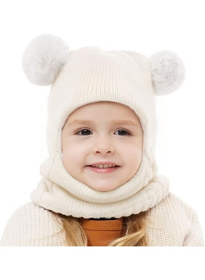 YJ Children’s Winter Hat – A beige winter hat that provides warmth and full coverage for your child’s head, ears, and neck. Made from soft, high-quality knit fabric, gentle on sensitive skin. Suitable for ages 2–6 years. - Image 1